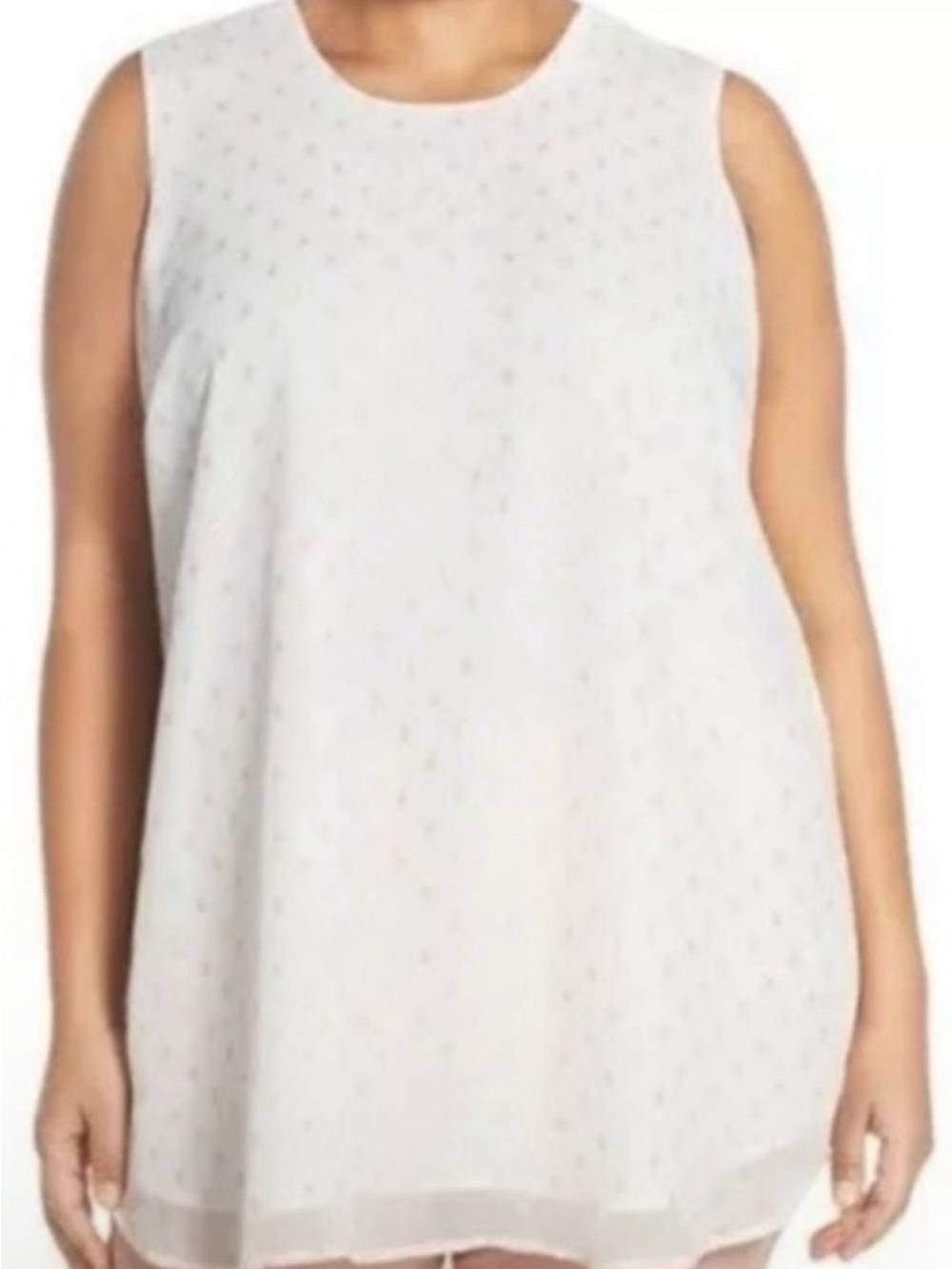 Melissa McCarthy Sleeveless White Eyelet Tunic Top